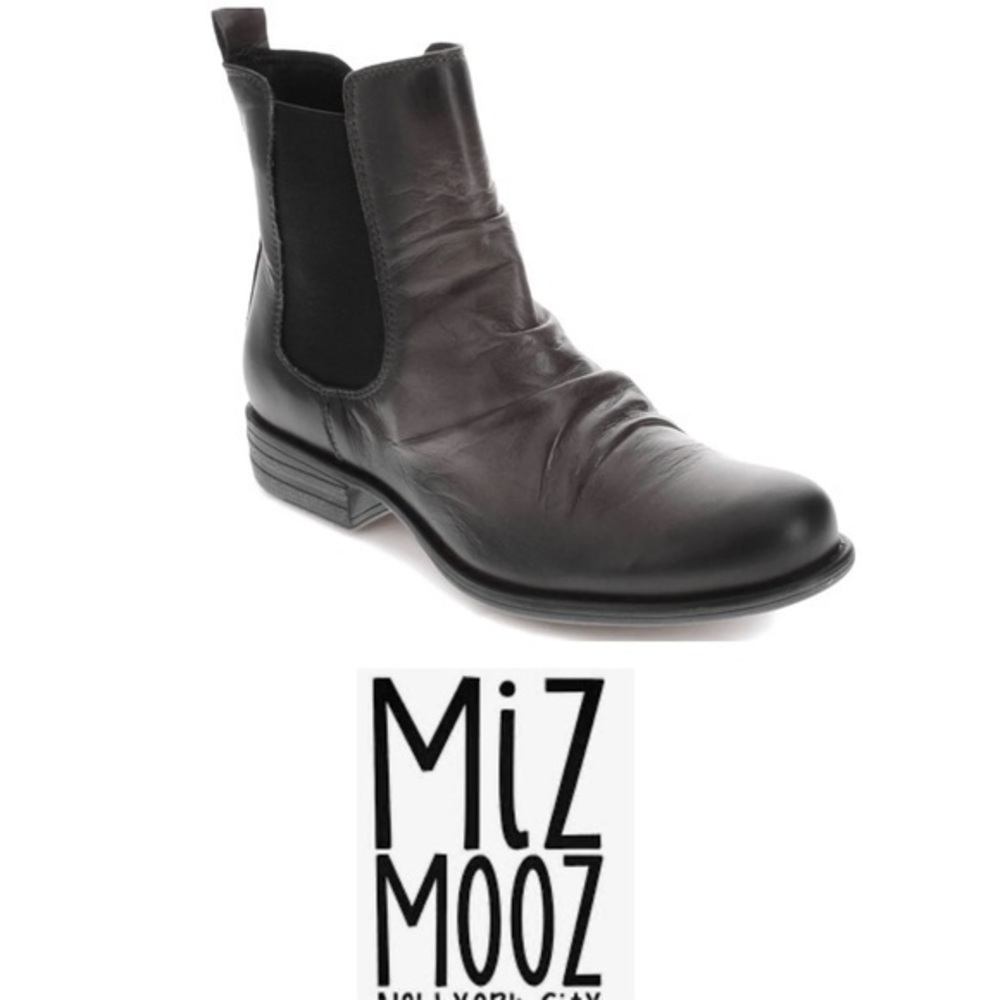Miz Mooz Lissie Grey Antique  Ankle Booties with Elastic Panels